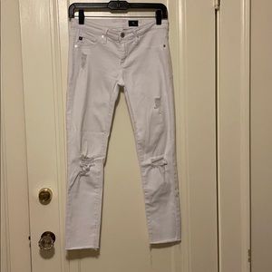 AG Adriano Goldschmied White Ripped Jeans Cropped